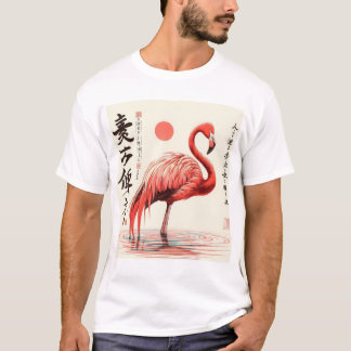 Camiseta Unisex Flamingo Water Traditional Japonês Design
