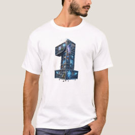 Camiseta Unisex Futurístico de Construção Mecânica 3D