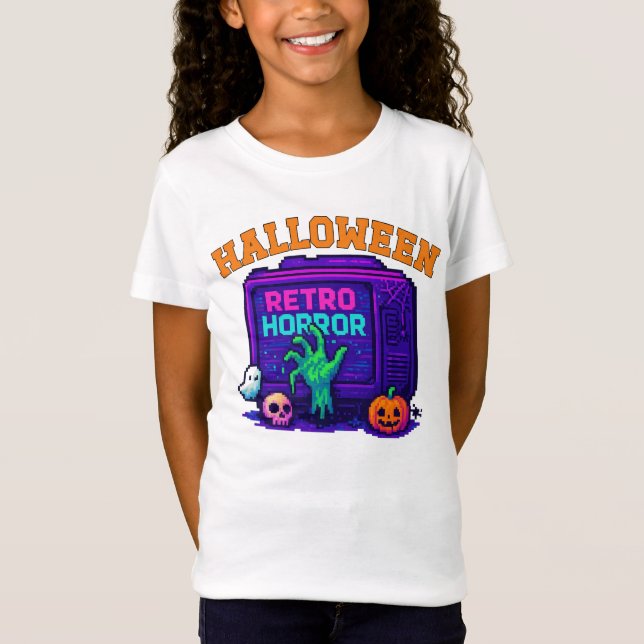 Camiseta Unisex Halloween Pixel Roupa Retro macho (Frente)