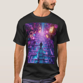 Camiseta Unisex Neon Purple Urban Maze - Cidade distópica