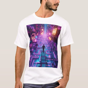 Camiseta Unisex Neon Purple Urban Maze - Cidade distópica