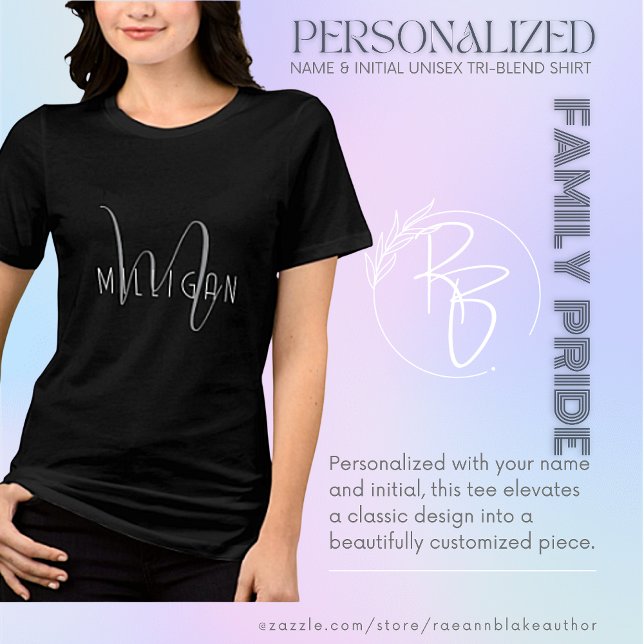 Camiseta Unisex Tri-Blend com Nome e Inicial Perso (Criador carregado)