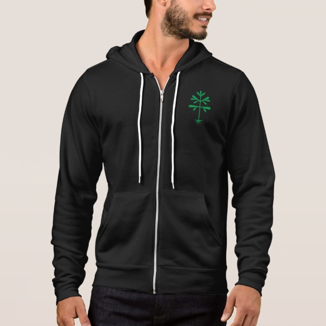 Camiseta Unisex Zip-up Hoodie com Sapling Verde Sólido (Frente)