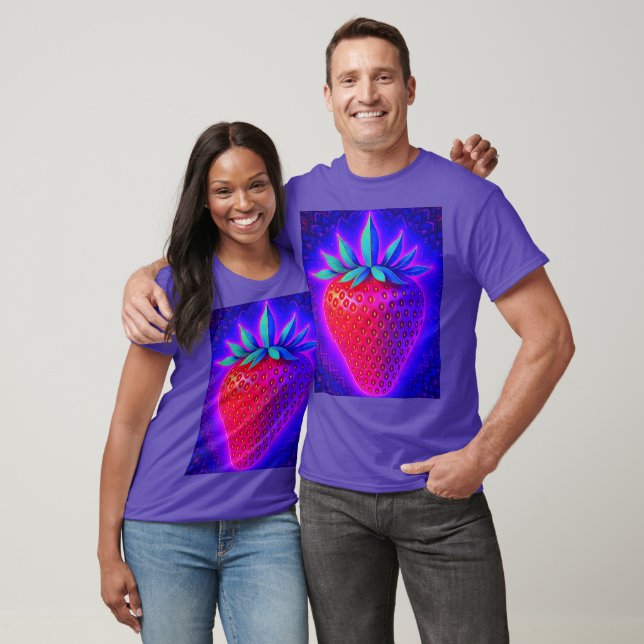 Camiseta unissex Neon Morango visual vibrante (Unissex)
