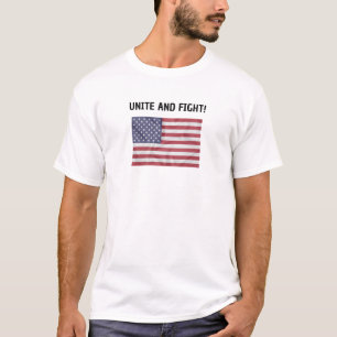 Camiseta UNITE E LUTE! Com bandeira Americana, Letras Negra