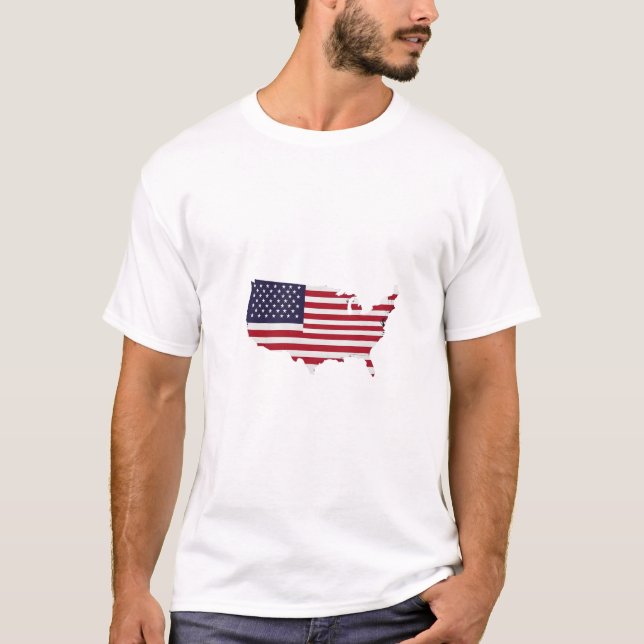 Camiseta United States Map Filled with American Flag (Frente)