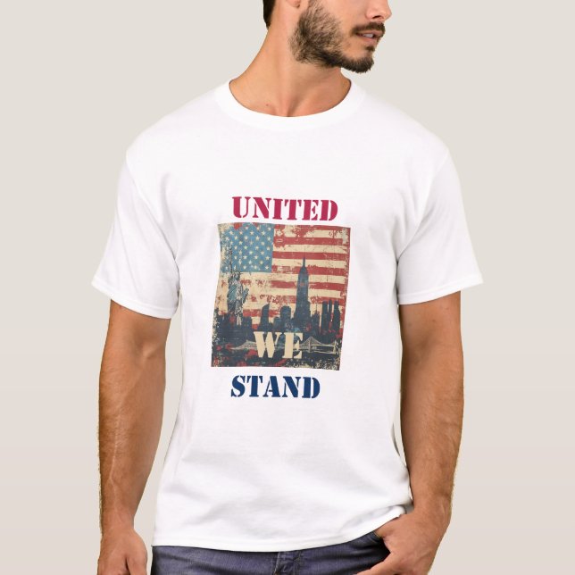 Camiseta United We Stand - American Patriotic Design (Frente)