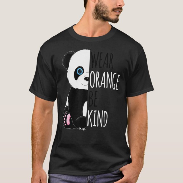 Camiseta Unity Day Orange Para Crianças Com Panda Bonita (Frente)