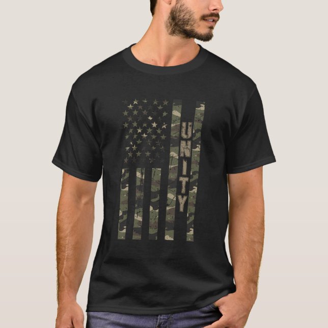 Camiseta Unity Estados Unidos afligiu Camo W, bandeira dos  (Frente)