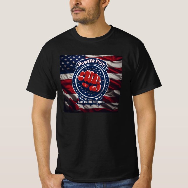 Camiseta Unity Ignita Poder: Impressão Patriótico Fist (Frente)