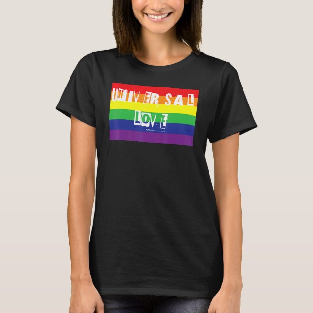 Camiseta Universal Love Orgulho gay Rainbow Word Design (Frente)