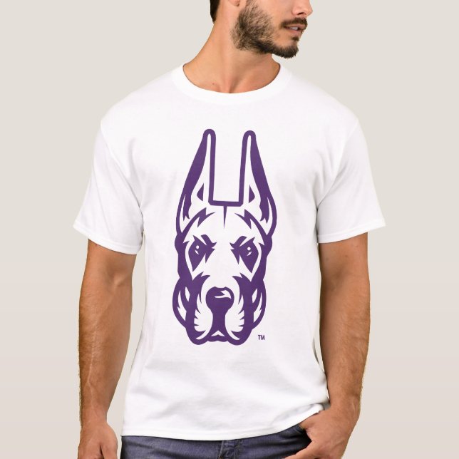 Camiseta Universidade de Albany Great Dane Mascot Head (Frente)