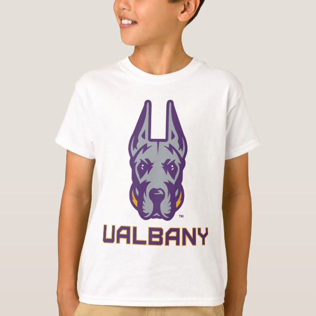 Camiseta Universidade de Albany Great Danes (Frente)