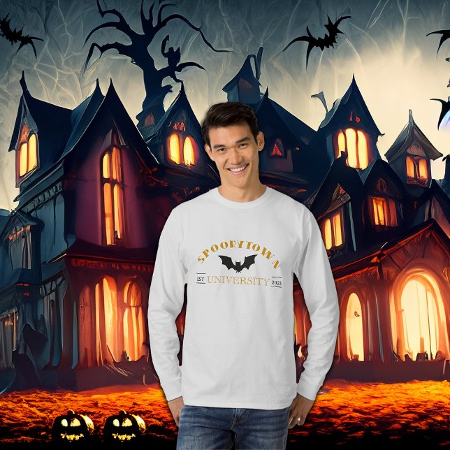Camiseta Universidade de Spookytown Halloween Long Sleeve (Criador carregado)