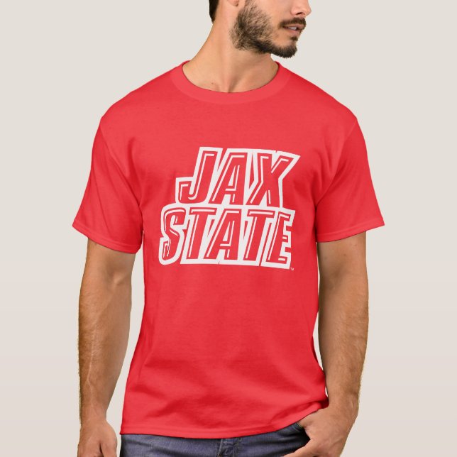 Camiseta Universidade Estadual de Jacksonville Logotipo JAX (Frente)