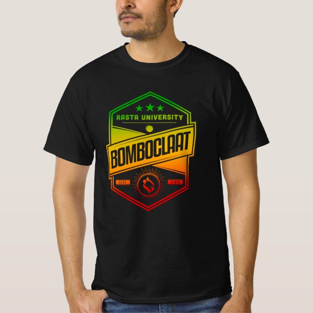 Camiseta Universidade Rasta Bomboclaat Rasta Colors Reggae (Frente)