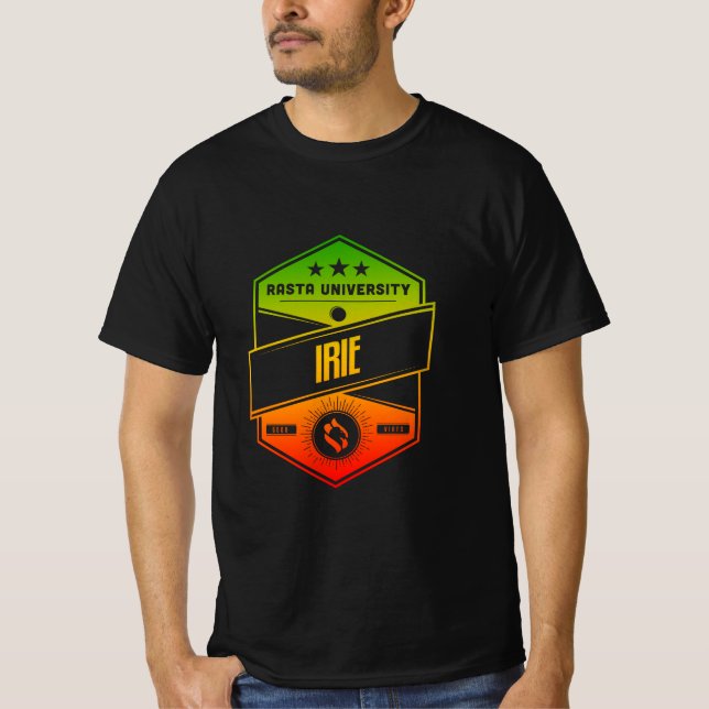Camiseta Universidade Rasta Irie Good Vibes Rasta Reggae (Frente)