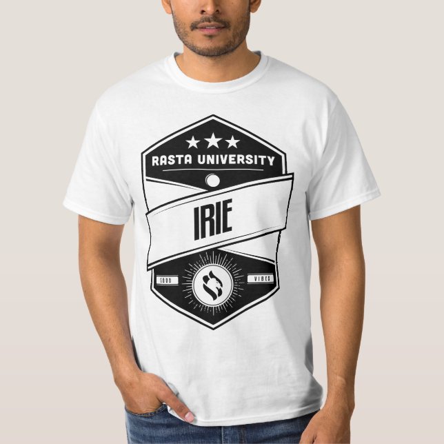 Camiseta Universidade Rasta Irie Good Vibes Reggae (Frente)