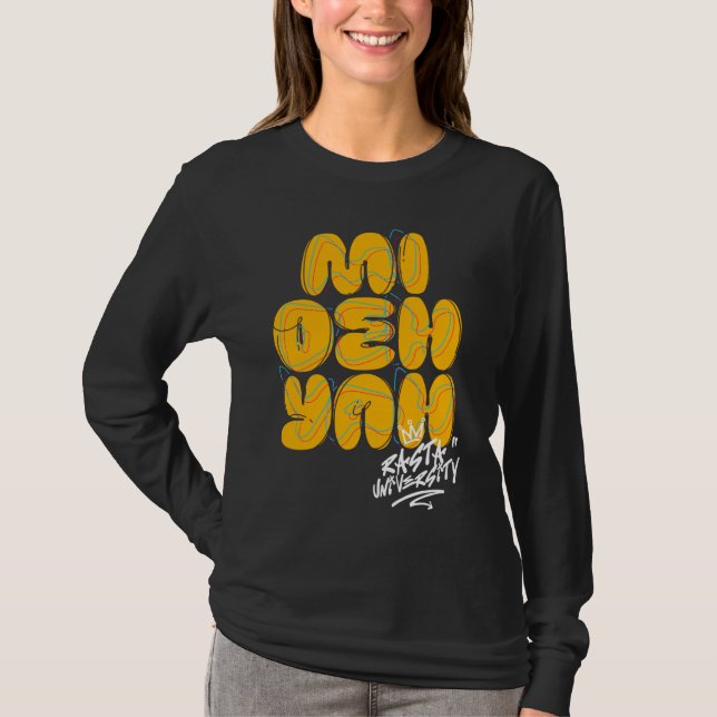 Camiseta Universidade Rasta Mi Deh Yah Grafite Style Reggae (Frente)