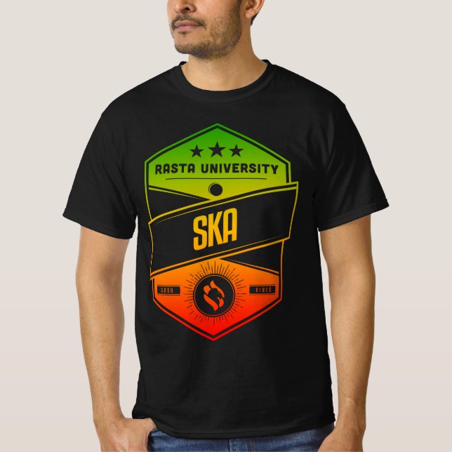Camiseta Universidade Rasta Ska Good Vibes Rasta Reggae (Frente)