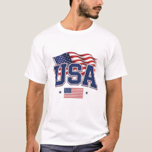 Camiseta Universitária da Bandeira dos EUA   Mais 