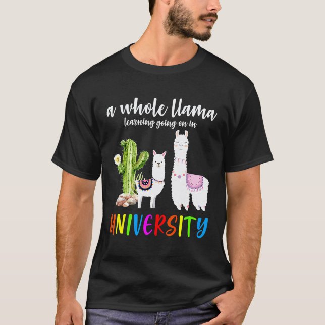 Camiseta Universitário de Cactus de Lhama de Volta às Aulas (Frente)