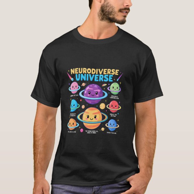 Camiseta Universo de Conscientização sobre Autismo Neurodiv (Frente)