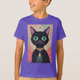 Camiseta Universo de Gato Negro Cósmico e Futuro Atômico
