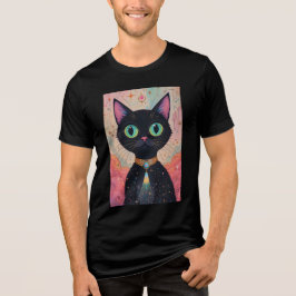 Camiseta Universo de Gato Negro Cósmico e Futuro Atômico