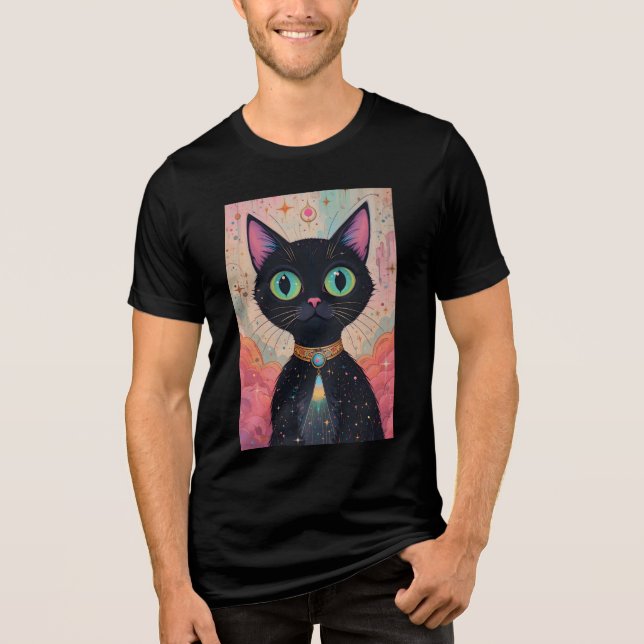 Camiseta Universo de Gato Negro Cósmico e Futuro Atômico (Frente)