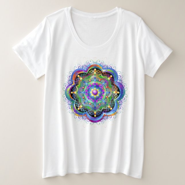 Camiseta Universo Mandala Cores Psicodélicas (Frente do Design)