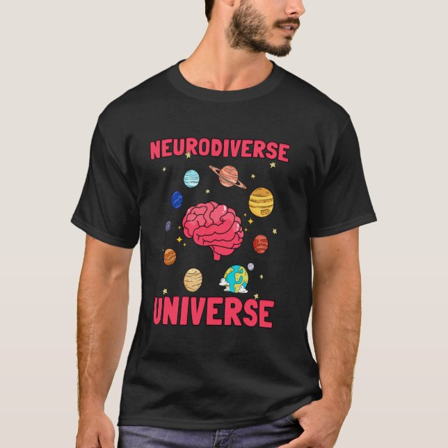 Camiseta Universo Neurodiverso Retro Espacial Conscientizaç (Frente)