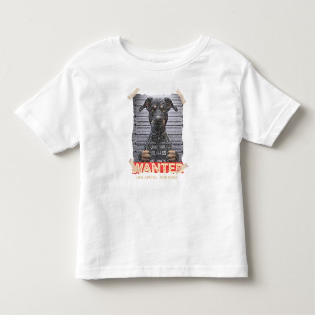 Camiseta Unlawful Barking: The Doberman's Stern Warning (Frente)