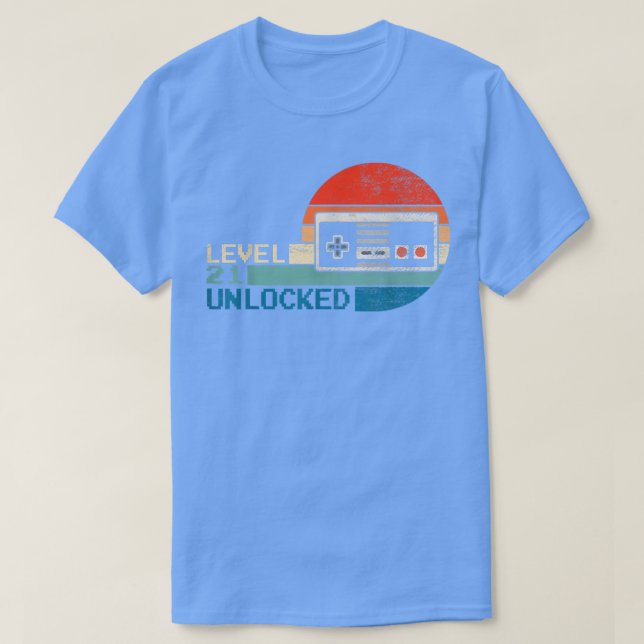 Camiseta Unlocked Level 21 Birthday Boy Video Game Controll (Frente do Design)