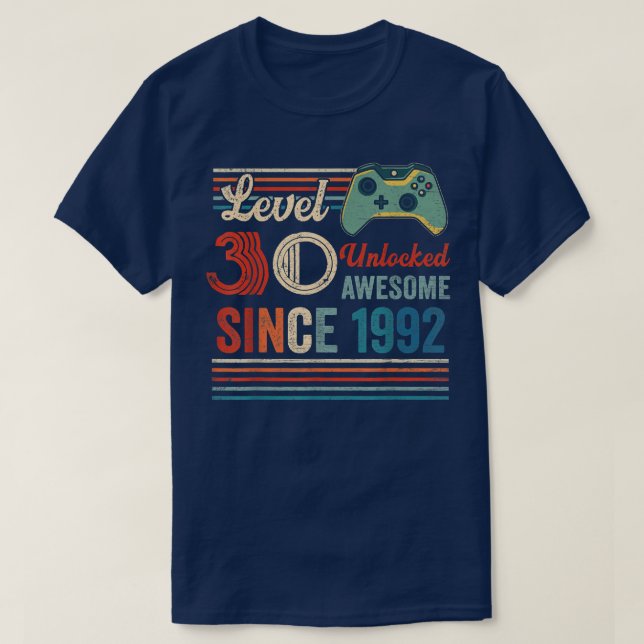 Camiseta Unlocked Level 30 Birthday 30 Year Old Video Game  (Frente do Design)