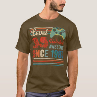 Camiseta Unlocked Level 35 Birthday 35 Year Old Video Game 