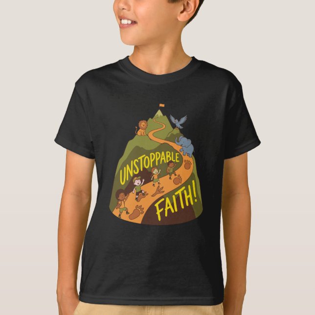 Camiseta Unstoppable Faith Adventure – Kids Nature Mountain (Frente)