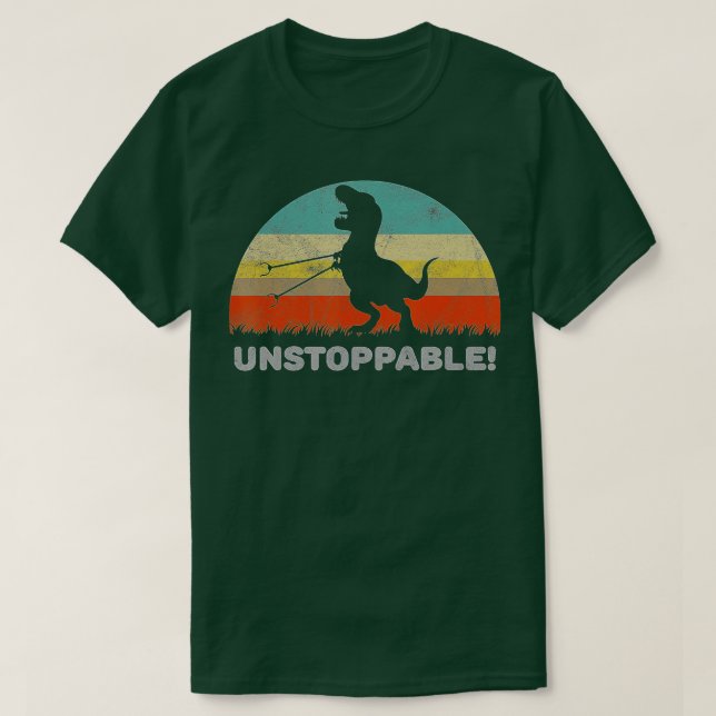 Camiseta Unstoppable T Rex With Trash Grabber Pickup Tool F (Frente do Design)
