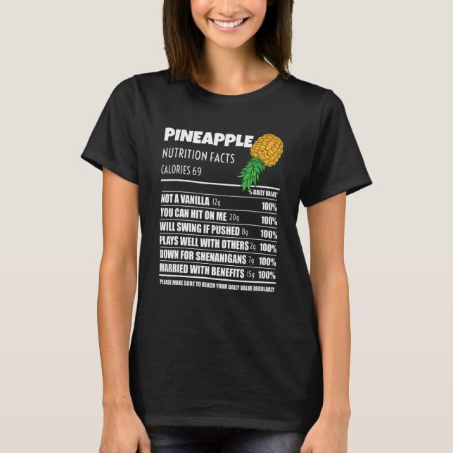 Camiseta Upside Down Pineapple Pineapple Nutrition Facts Sw (Frente)