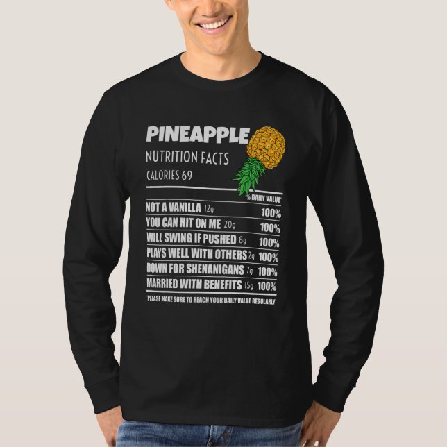 Camiseta Upside Down Pineapple Pineapple Nutrition Facts Sw (Frente)