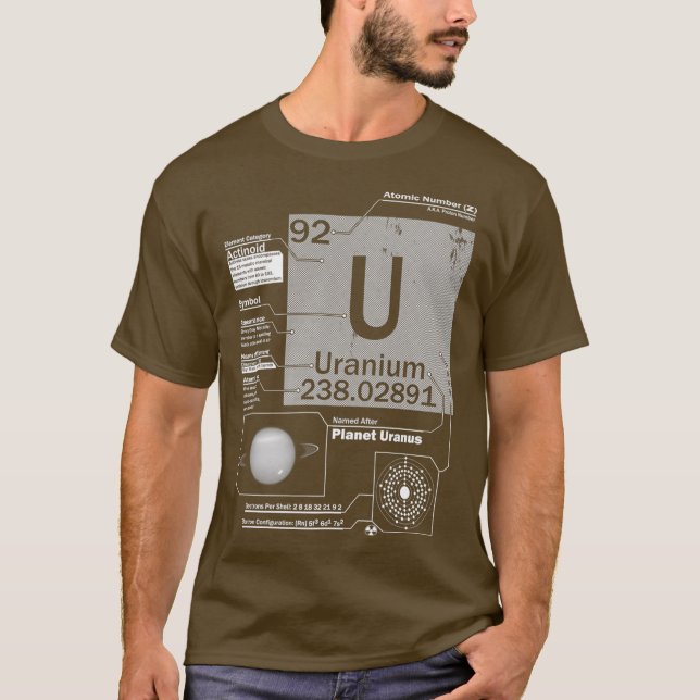 Camiseta Urânio U Elemento Atômica Número 92 Ciência (Frente)