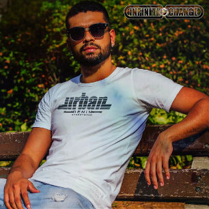 Camiseta URBAN DENIM Tipografia de Denim Efeito Appliqu