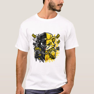 Camiseta Urban Graffiti Cat Design 
