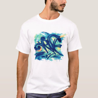 Camiseta Urban Graffiti Splash – Blue & Teal Street Art 