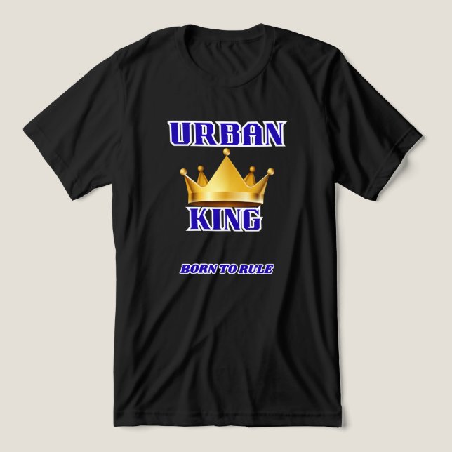 CAMISETA URBAN KING, BORN TO RULE MEN'S SOLID BLACK  (Design frontal)