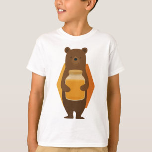 Camiseta Ursa Abraçando Pote de Mel Crianças
