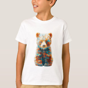 Camiseta Ursa Cub Urso Artístico Abstrato Vibrante para Cri
