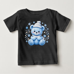 Camiseta Ursa de pelúcia azul de inverno fofa