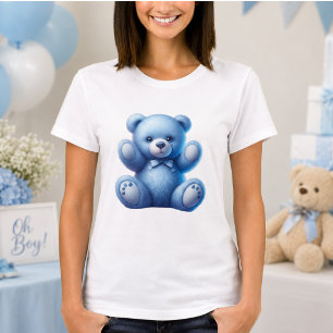 Camiseta Ursa de pelúcia azul fofa Chá de Bebê de Menino Vi