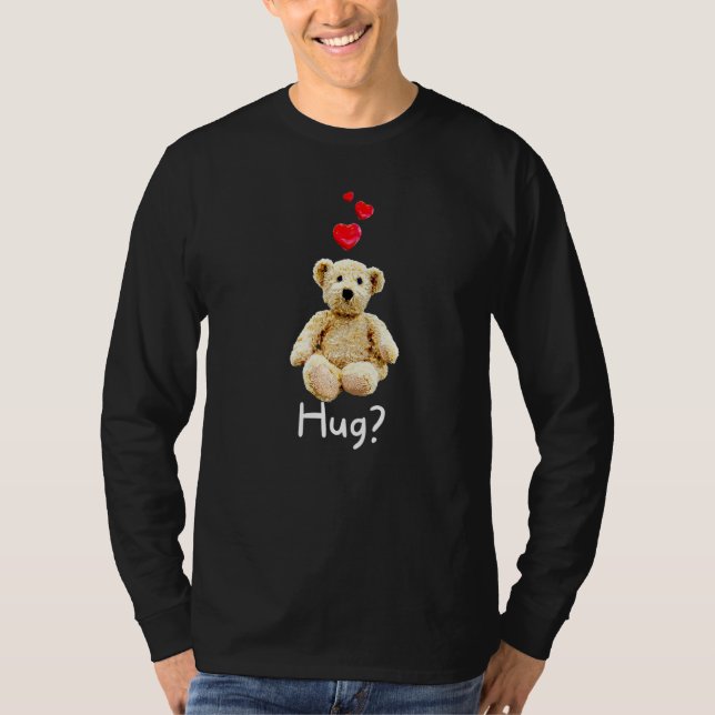 Camiseta Ursa de pelúcia fofa com Abraço de Corações (Frente)